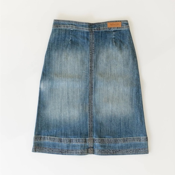 Sutton Side-zip A-line MIDI Denim Skirt - Picture 2 of 4